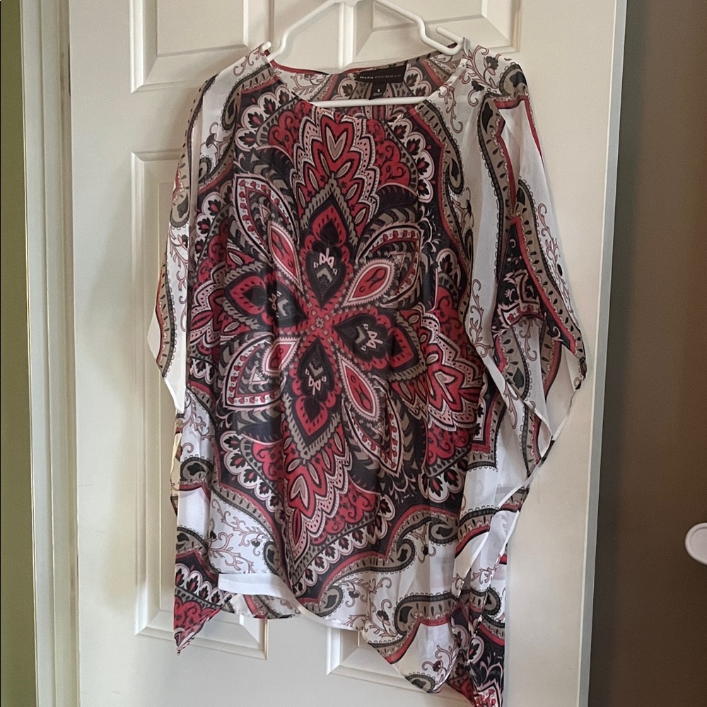 Dana Buchman Pink and Black Paisley Blouse